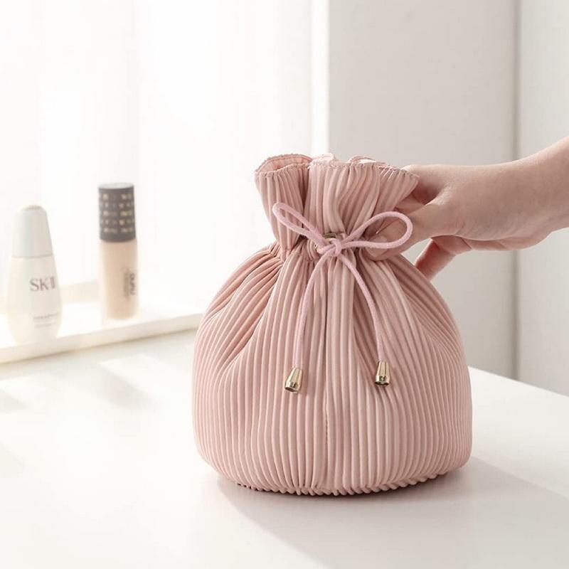 Voyager Rose Chaud Lay And Go Trousse De Maquillage Logo Personnalisé Cordon Cosmétique Sacs En Cuir PU Maquillage Organisateur De Toilette Pour Les Femmes