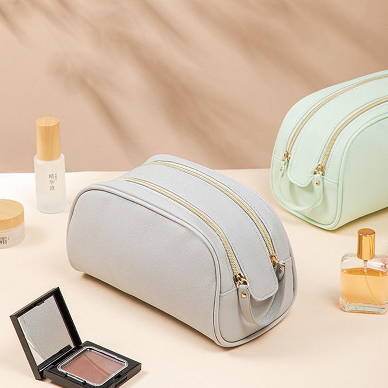 Voyage femmes beauté en cuir PU couleur personnalisée étiquette privée Logo sac cosmétique maquillage toilette organisateur maquillage sacs à fermeture éclair