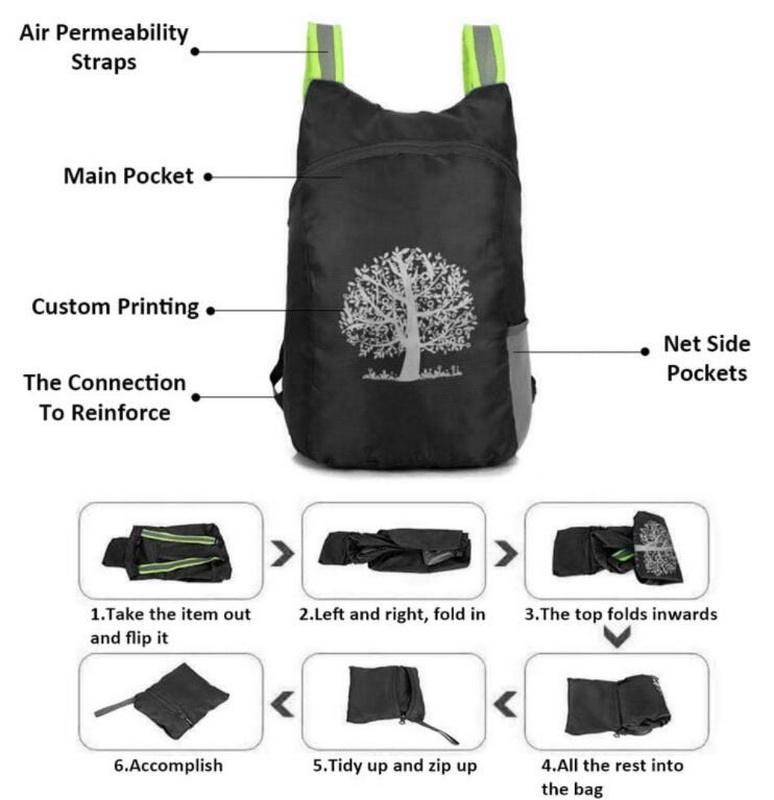 Portable étanche pliable sac à dos voyage plié sac à dos sac à dos pliable pour femmes hommes enfants