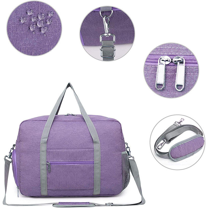 Violet femmes léger étanche voyage bagages sac polochon sport gym week-end sacs avec compartiment à chaussures