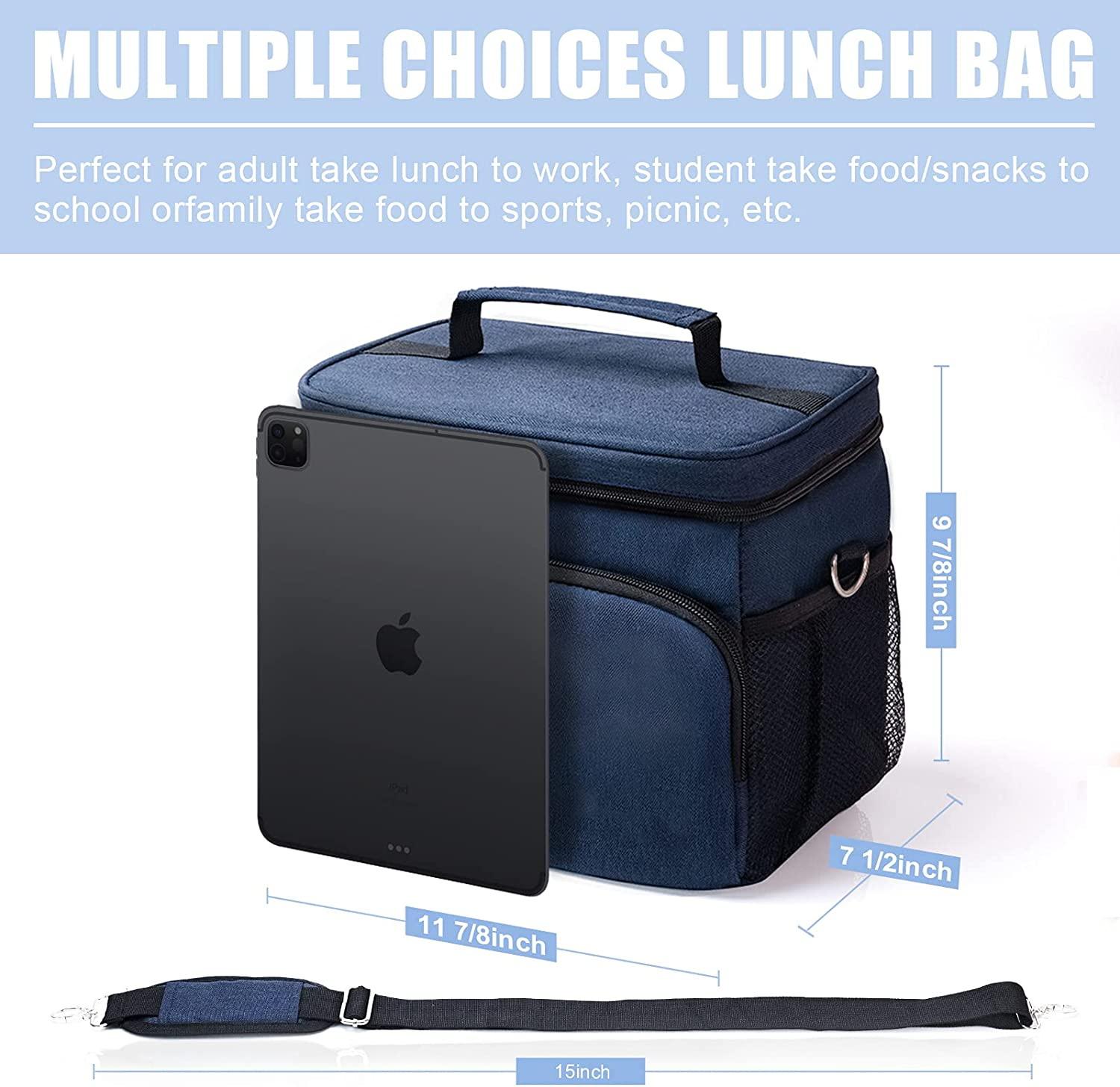 Sacs thermiques d'organisateur de refroidisseur de sac de déjeuner isolé par papier d'aluminium d'école bleue pour l'isolation de nourriture d'enfants