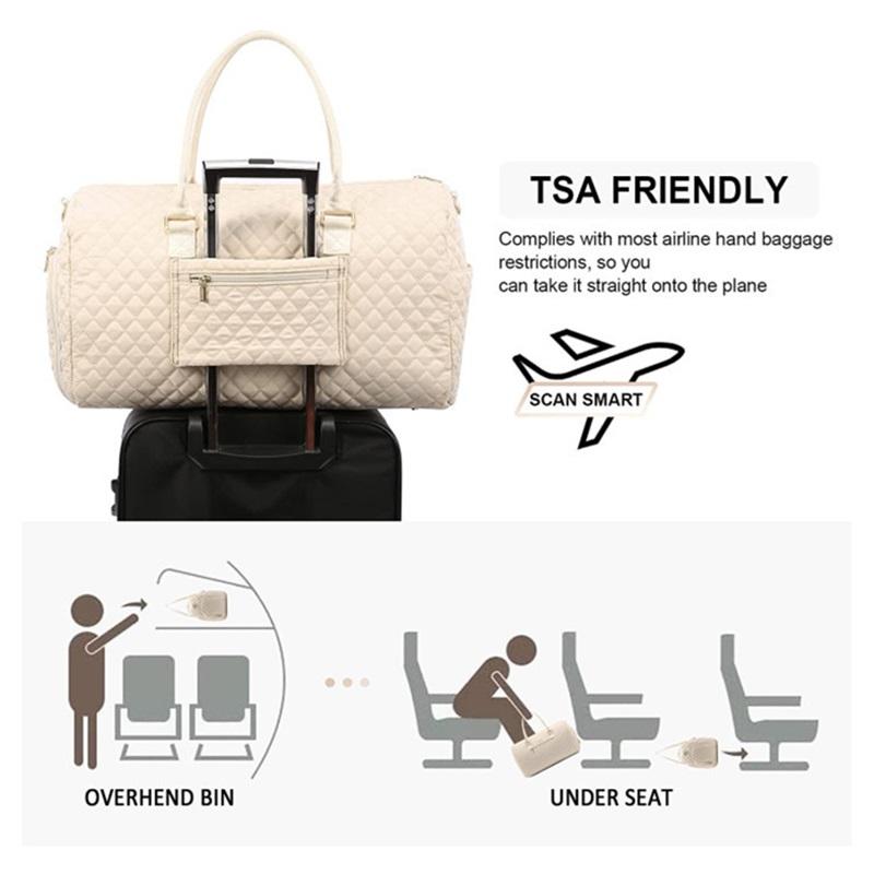 Sport Gym Duffel Weekend Bag pour femme Heavy Duty Zipper Weekender Overnight Duffle Bag avec petite pochette de maquillage
