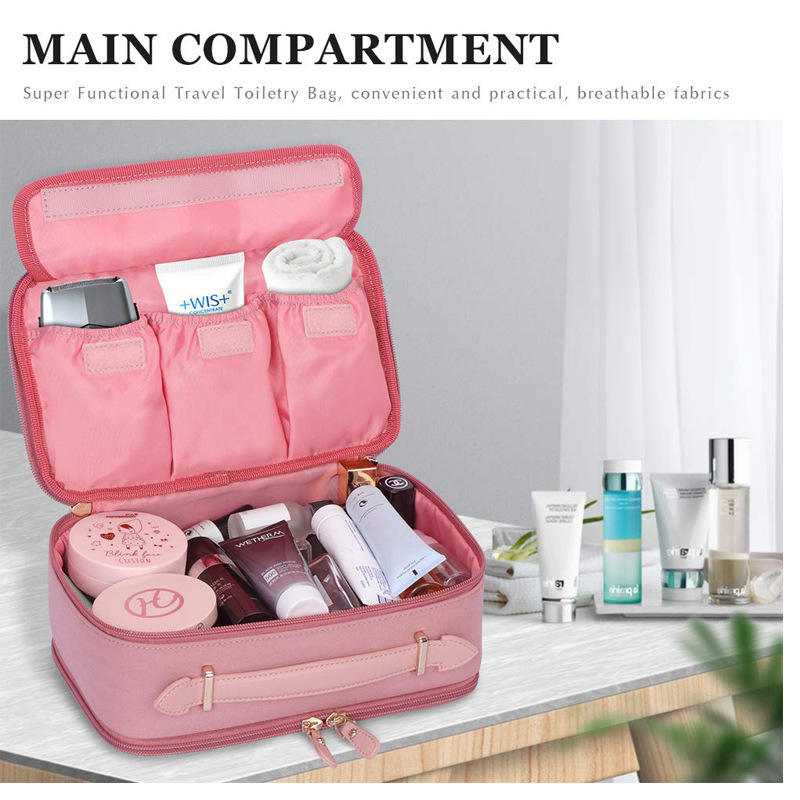 Multifonctionnel Portable Rose Voyage Maquillage Outil Organisateur Personnalisé Make Up Sacs Trousse De Toilette Pour Les Femmes Avec Poignée