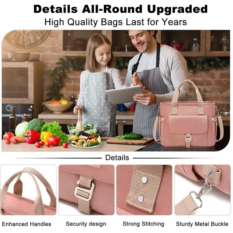 Rose grande capacité Portable femmes refroidisseur sac à déjeuner sacs isolés organisateur thermique pour la nourriture à garder au froid