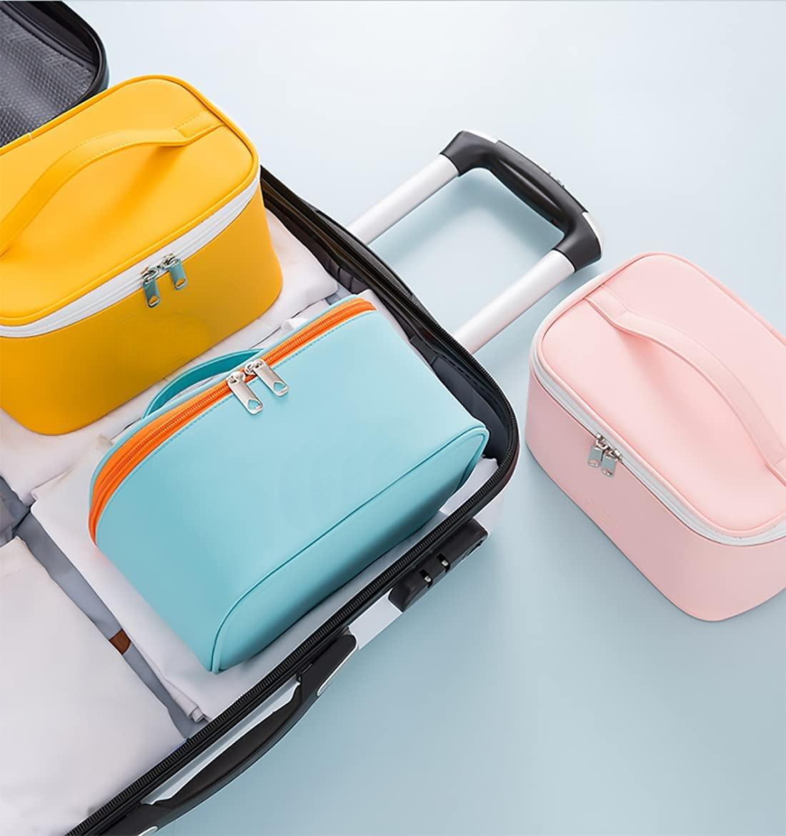 Voyager en cuir PU femmes maquillage rangement organisateur Trousse De Maquillage trousse De toilette sacs à cosmétiques avec poignées
