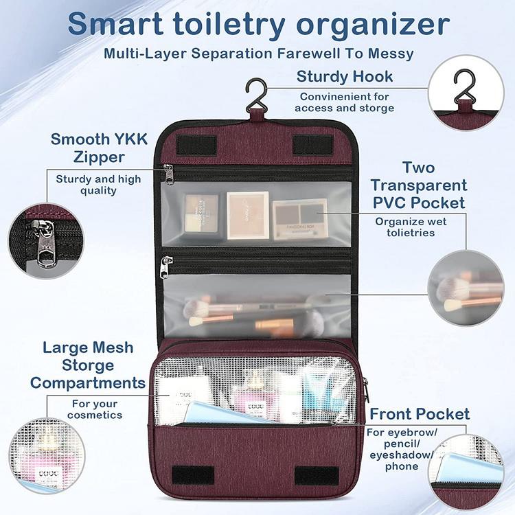 Fabricant de trousses de toilette suspendues Grands sacs de cosmétiques de maquillage de toilette de voyage
