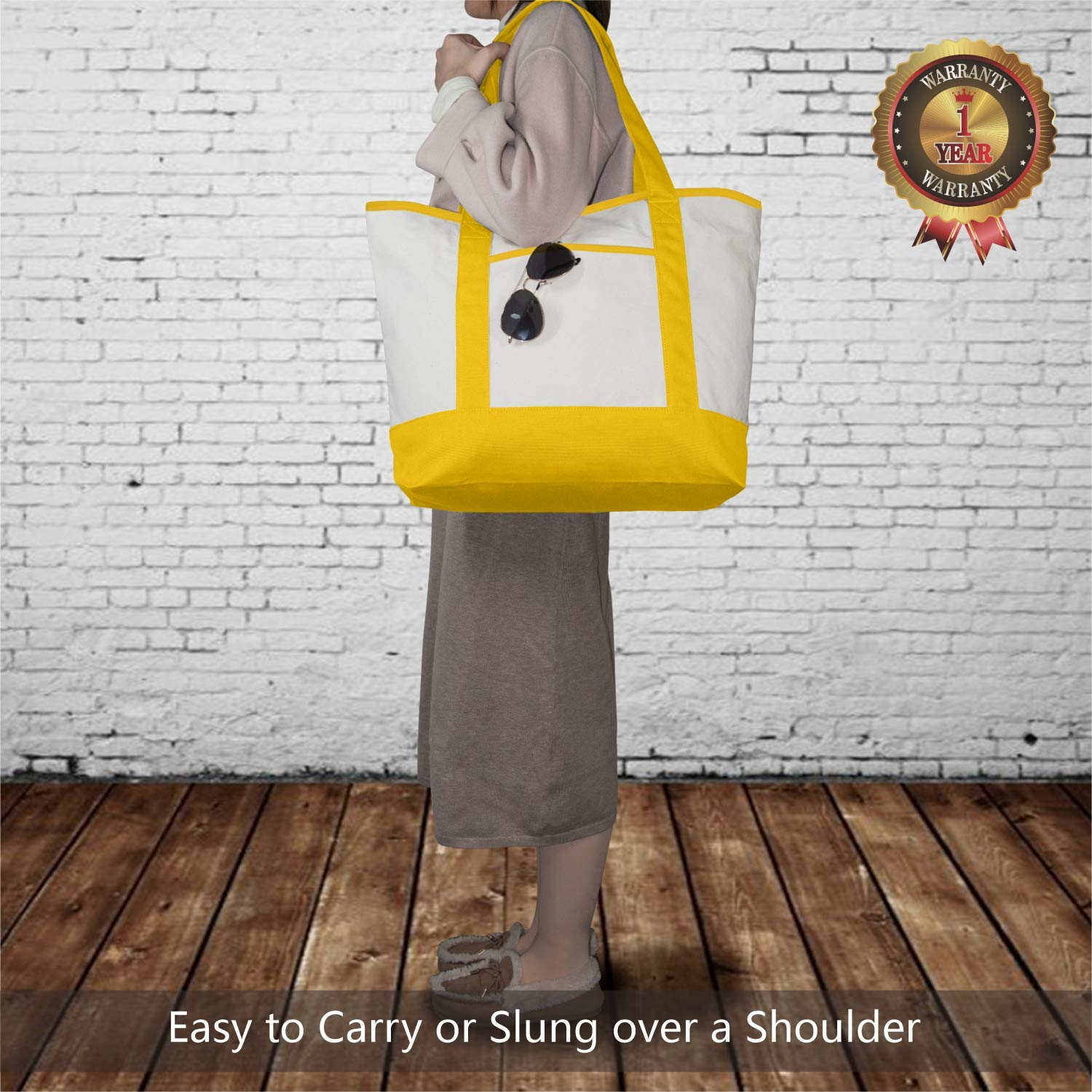 Sac de pique-nique à déjeuner réutilisable en toile à dessus ouvert réutilisable en coton isotherme pour aliments avec poches externes et internes