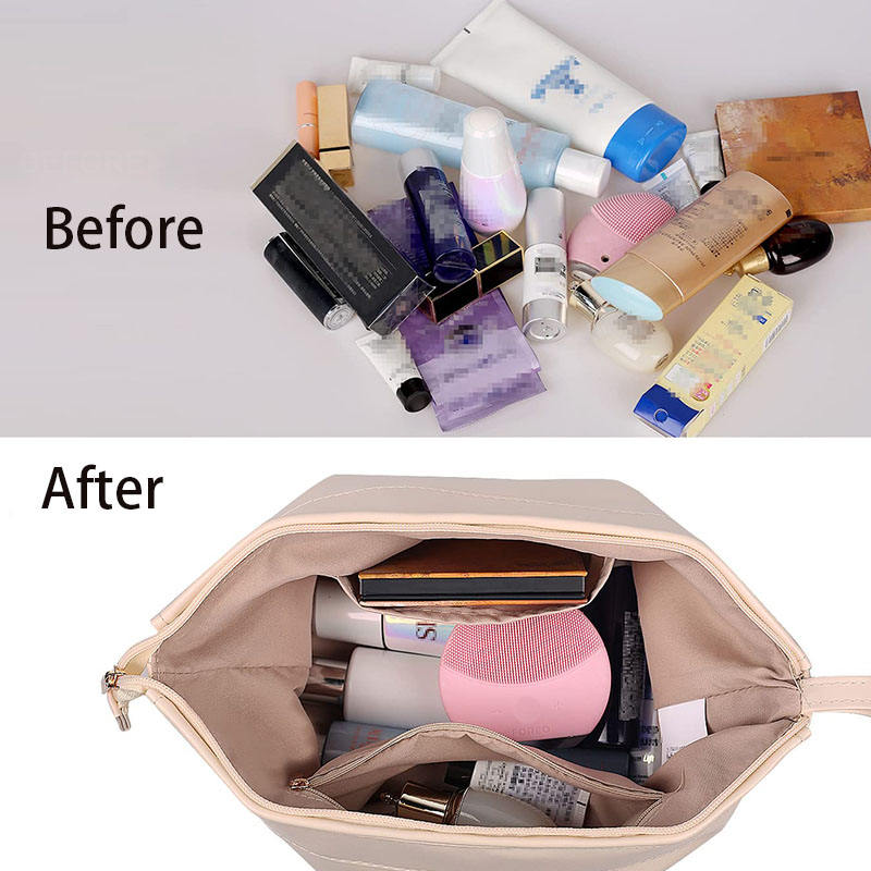 Dames voyage en cuir Pu Double couche sacs de maquillage organisateur de toilette personnalisé Logo personnel cosmétique maquillage brosse sac