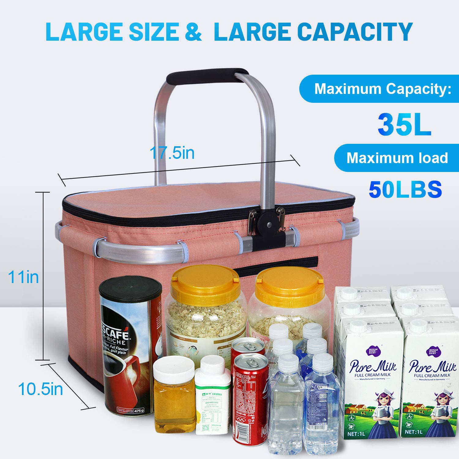 Grand panier de pique-nique Shopping voyage Camping sacs d'épicerie étanche isolé pliant sac de panier isotherme