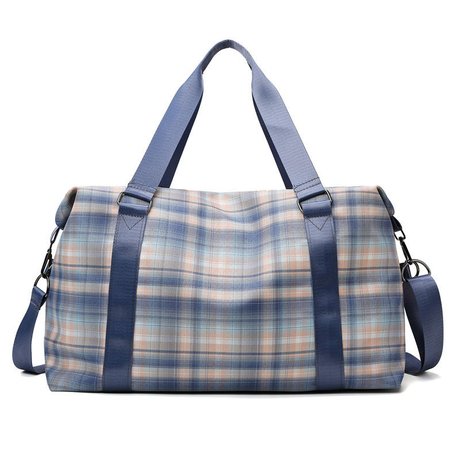 Multifonctionnel Sublimation Duffle Pliable Weekend Sac Voyage Sport Sacs pour Gym Nylon Imperméable Femmes avec Motif À Carreaux