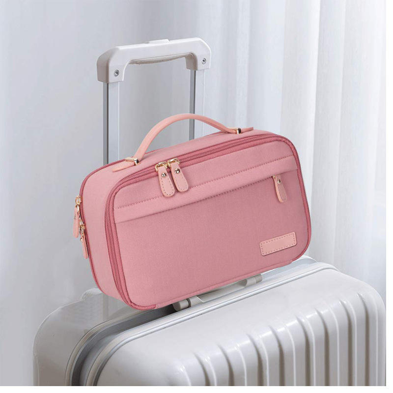 Multifonctionnel Portable Rose Voyage Maquillage Outil Organisateur Personnalisé Make Up Sacs Trousse De Toilette Pour Les Femmes Avec Poignée