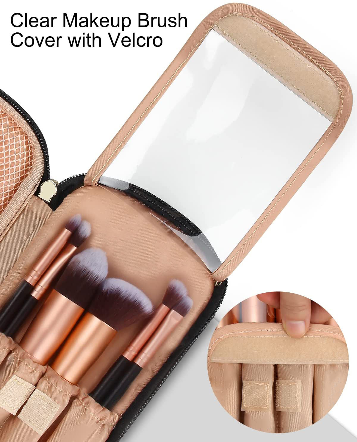 Sac à cosmétiques pour femmes 2 couches Organisateur de maquillage de voyage Sac à main Capacité compacte pour un usage quotidien Porte-pinceau de maquillage