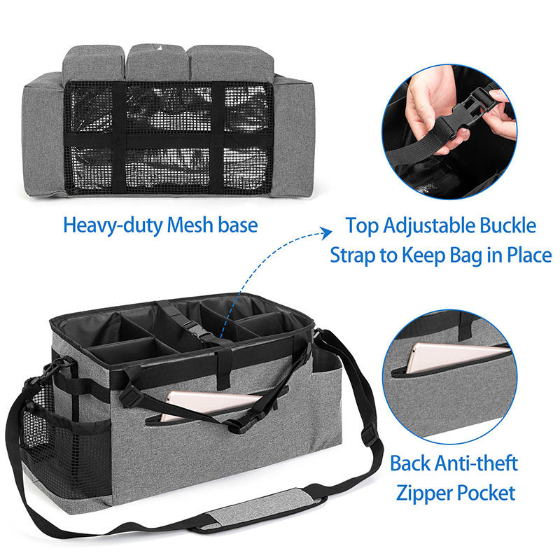 Sac de caddie de fournitures de nettoyage portable pour femme de ménage multifonction avec bandoulière et ceinture