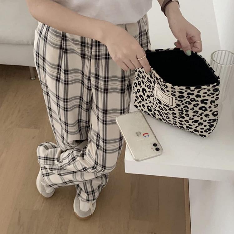 Sac cosmétique en coton personnalisé léopard sacs à cosmétiques à la mode de marque privée trousse de toilette en toile pour hommes femmes