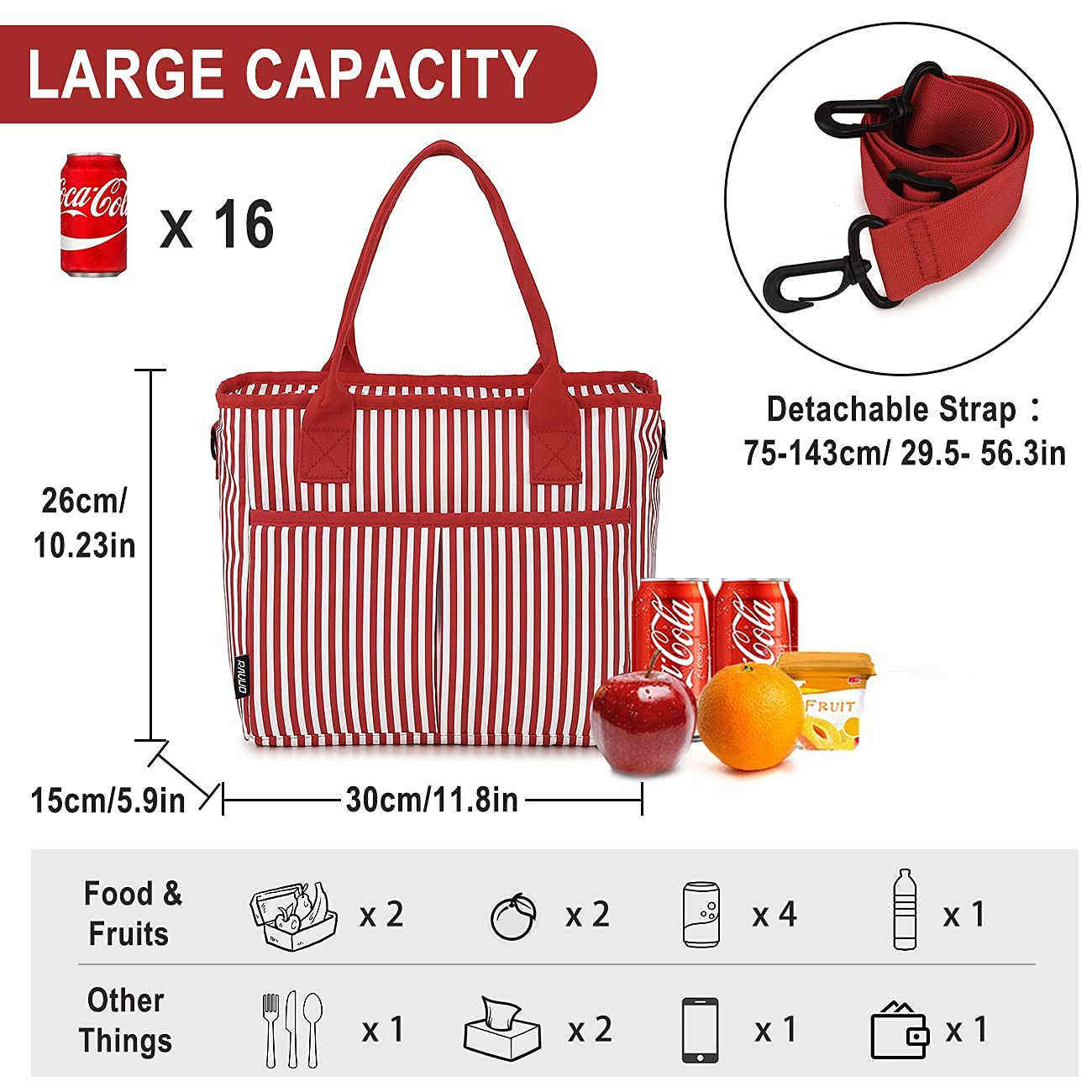 Grande boîte à lunch étanche et étanche en gros sac isotherme fourre-tout réutilisable pour femmes avec bandoulière