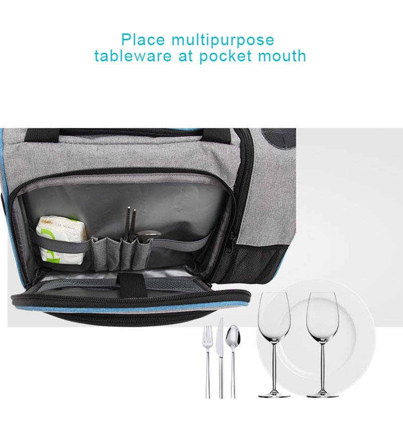 Logo personnalisé de sac de vin de refroidisseur thermique de tissu portatif isolé par sac isotherme personnalisé avec des poches de vaisselle