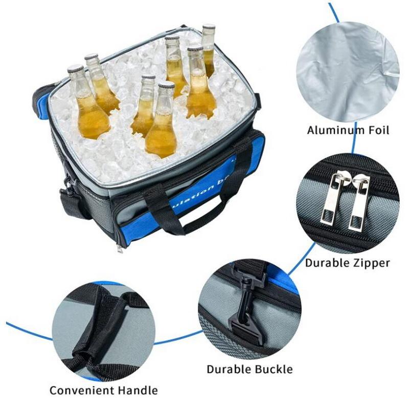 Personnalisé 600D polyester voyage boîte à lunch isolation en aluminium film sacs étanche bière peut isolé sac isotherme