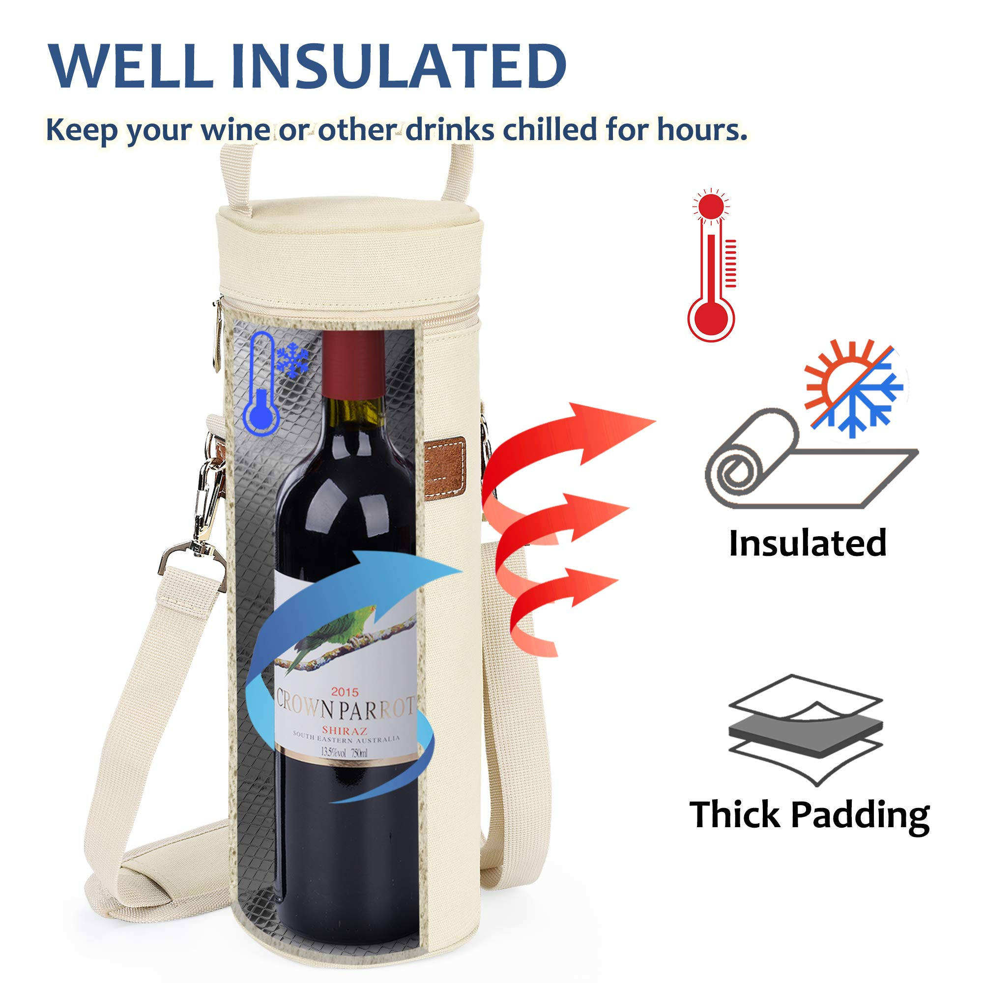 Le refroidisseur de vin simple capitonné isolé par logo fait sur commande met en sac le transporteur portatif d'emballage de vin pour le sac de refroidisseur isolé par plage