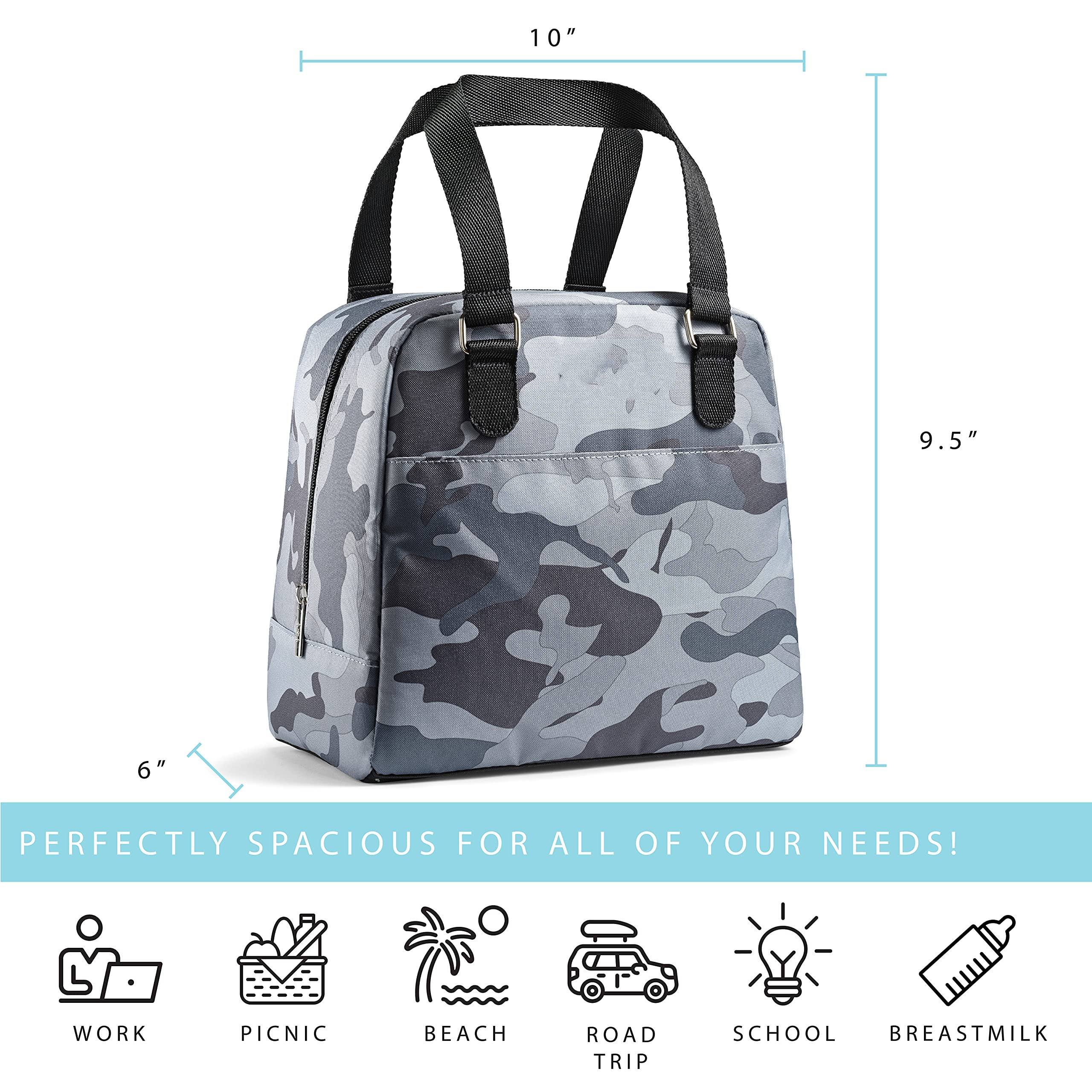 Sac à lunch isotherme réutilisable avec logo personnalisé pour femmes avec deux récipients alimentaires, boîte à lunch réutilisable pour le vin de bière de travail