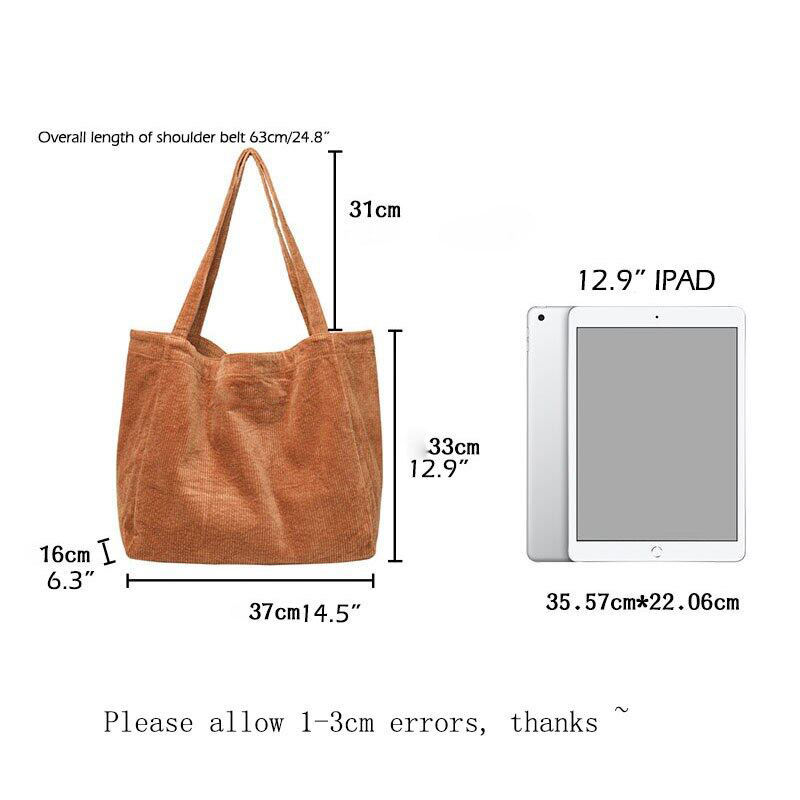 Sacs à bandoulière pour femmes brodés personnalisés pour femmes sacs à main de créateur sac fourre-tout en velours côtelé ouvert surdimensionné